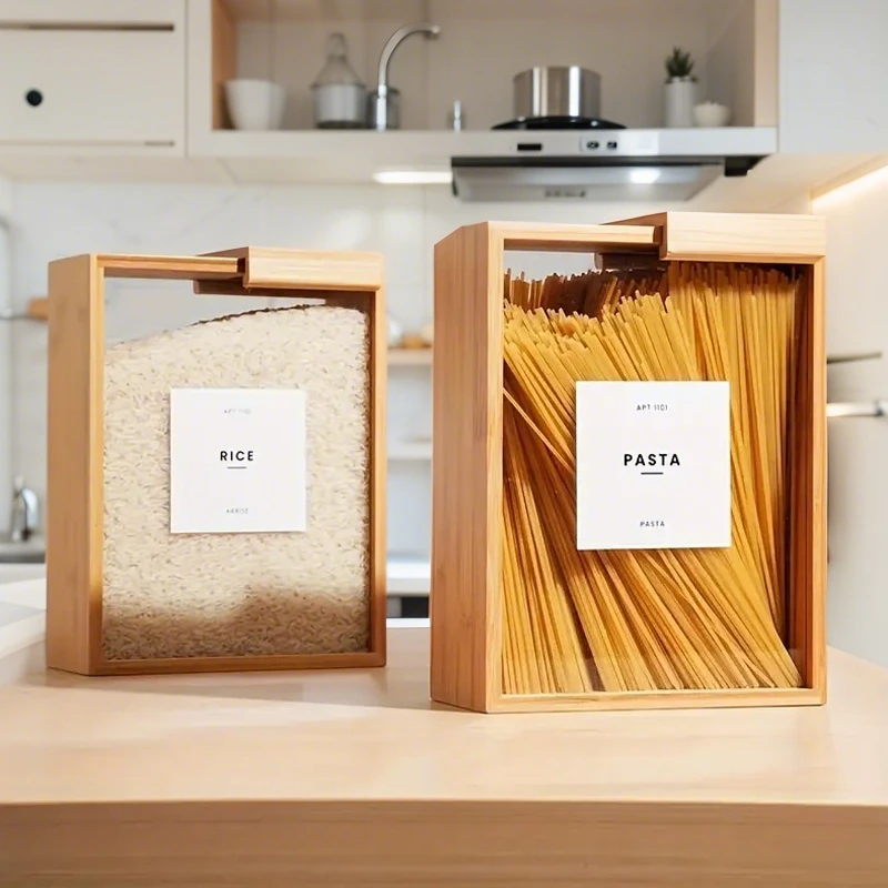 Natural Bamboo Wood Organizer Reusable High-Quality Grain & Pasta Dispensers for Rice Cereal Grains Pasta Kitchen Dry Goods
Natural Bamboo Wood Organizer Reusable High-Quality Grain & Pasta Dispensers for Rice Cereal Grains Pasta Kitchen Dry Goods