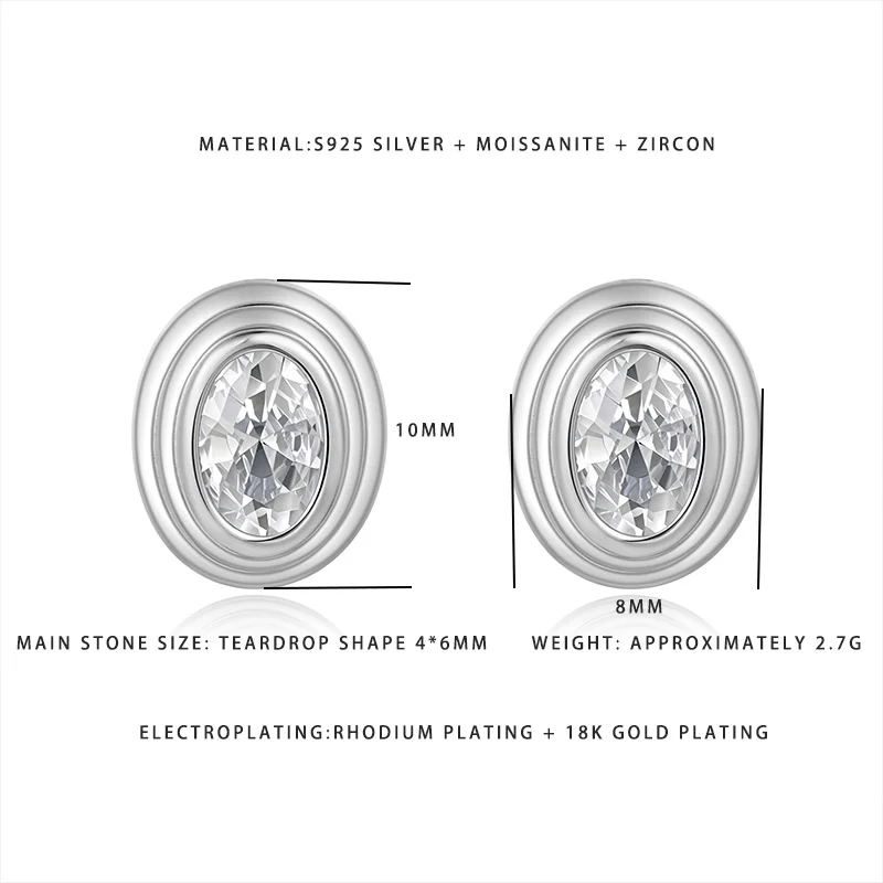 Sparkling Oval Bezel Set Moissanite Earrings S925 Silver 18K Gold Plated Double Layer Frame Studs for Women
Sparkling Oval Bezel Set Moissanite Earrings S925 Silver 18K Gold Plated Double Layer Frame Studs for Women