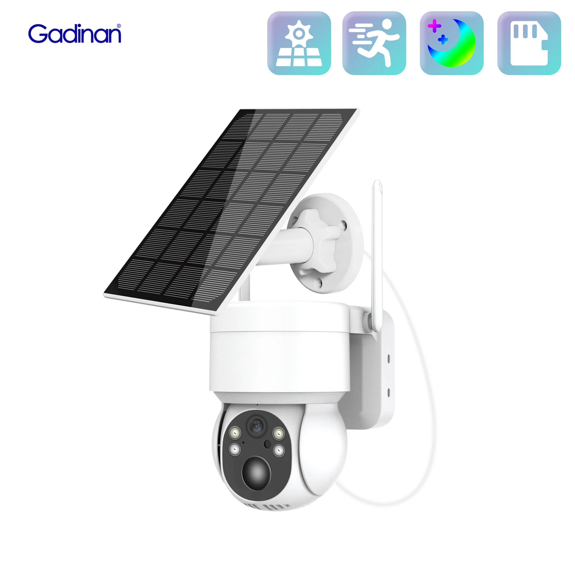 Gadinan WIFI Solar Panel PTZ Camera Color Night Vision 4xDigital Zoom Security Camera Human Detection Two-Way Audio Monitor iCSe
Gadinan WIFI Solar Panel PTZ Camera Color Night Vision 4xDigital Zoom Security Camera Human Detection Two-Way Audio Monitor iCSe