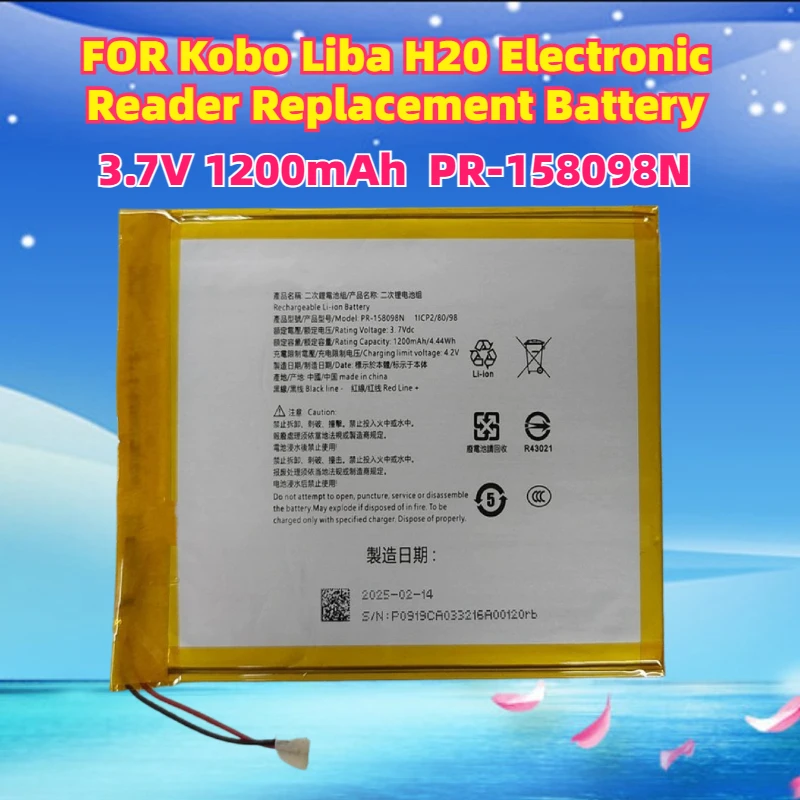 New 3.7V 1200mAh EVE PR-158098N FOR Kobo Liba H20 Electronic Reader Replacement Battery 1ICP2/80/98
New 3.7V 1200mAh EVE PR-158098N FOR Kobo Liba H20 Electronic Reader Replacement Battery 1ICP2/80/98