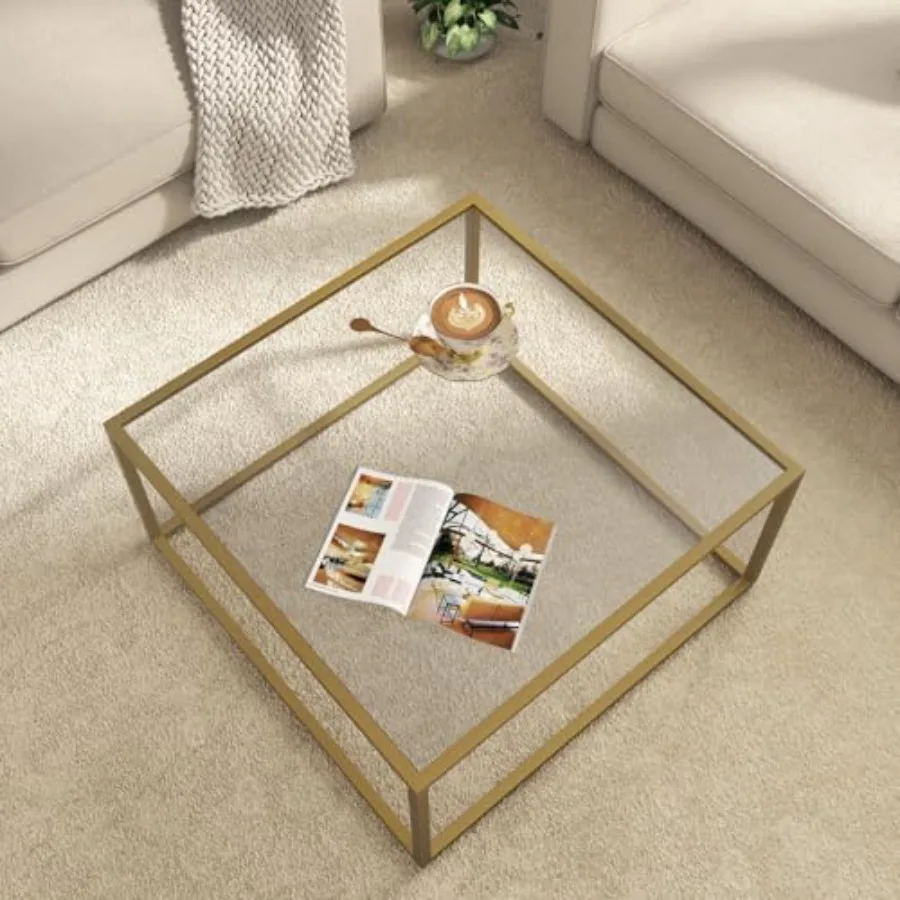 Glass Coffee Table Modern Coffee Tables for Living Room Square Minimalist Center Tables for Home Office 26.7 x 26.7 x 17.7, Gol
Glass Coffee Table Modern Coffee Tables for Living Room Square Minimalist Center Tables for Home Office 26.7 x 26.7 x 17.7, Gol