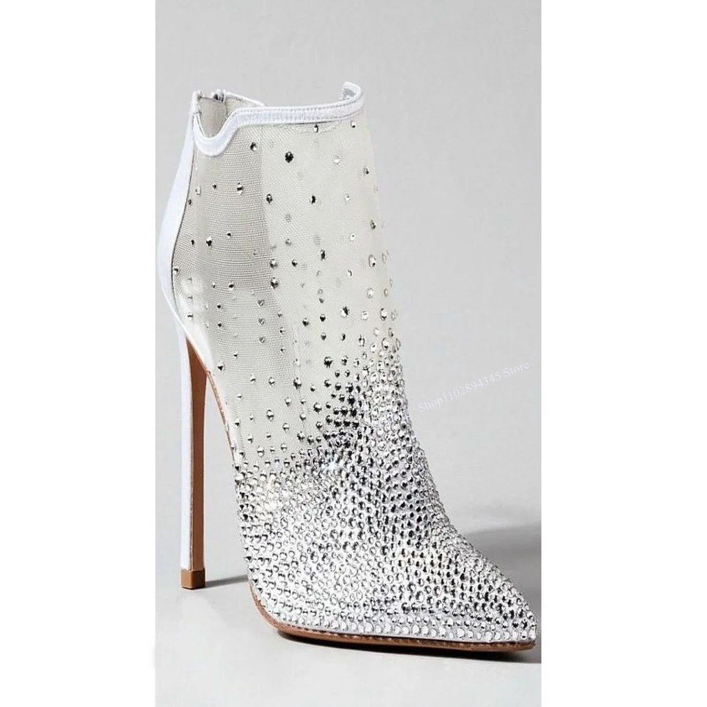 White Mid Calf Mesh Crystal Boots Thin High Heel Shallow Zipper Cool Fashionable Sexy Summer 2023 Woman Shoes Zapatillas Mujer
White Mid Calf Mesh Crystal Boots Thin High Heel Shallow Zipper Cool Fashionable Sexy Summer 2023 Woman Shoes Zapatillas Mujer