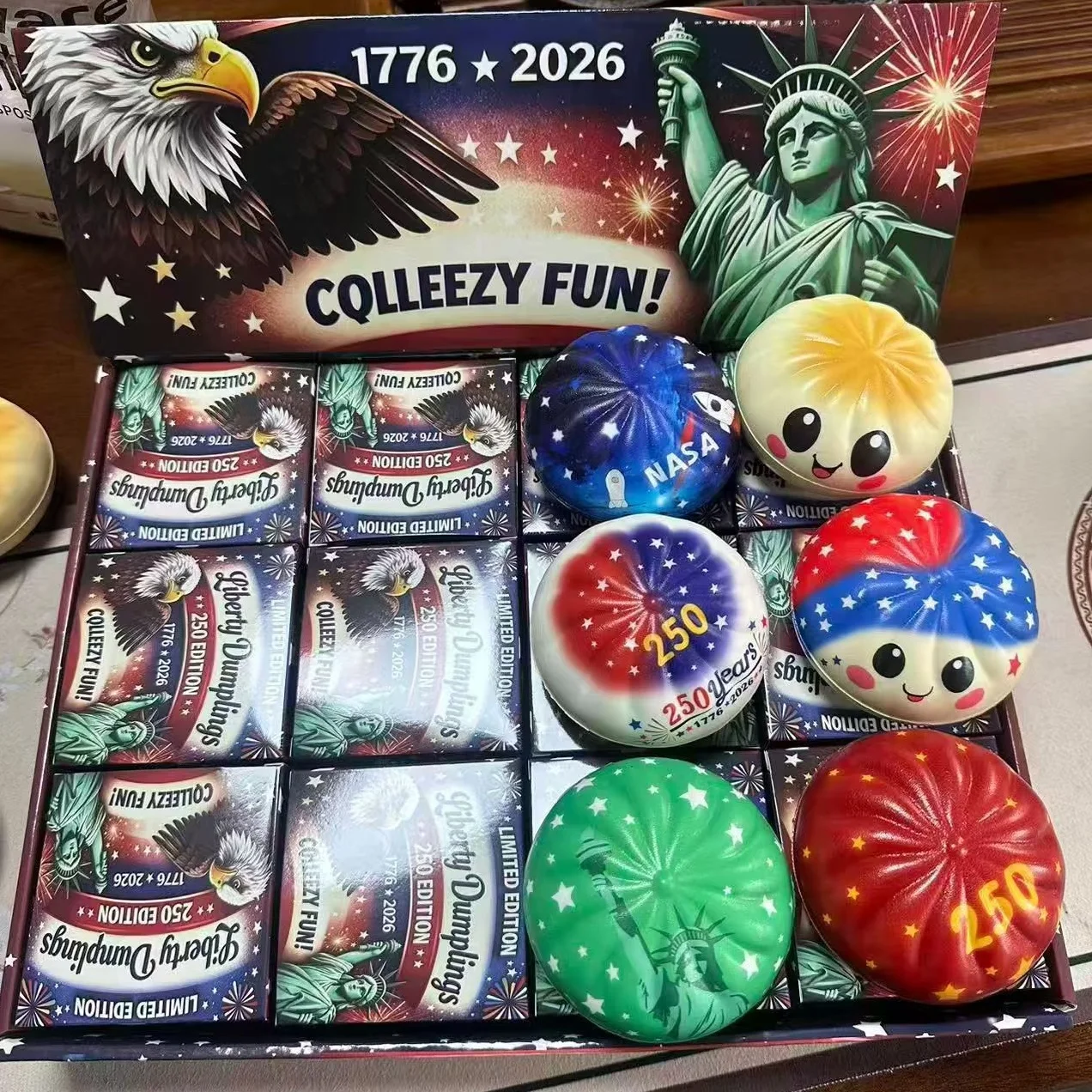 1/3/6/9/12pcs USA 250th Anniversary Dumplings Squishy Toy with Steamer Reusable Rebound Squeeze Reliever Toys Blind Box Gifts
1/3/6/9/12pcs USA 250th Anniversary Dumplings Squishy Toy with Steamer Reusable Rebound Squeeze Reliever Toys Blind Box Gifts
