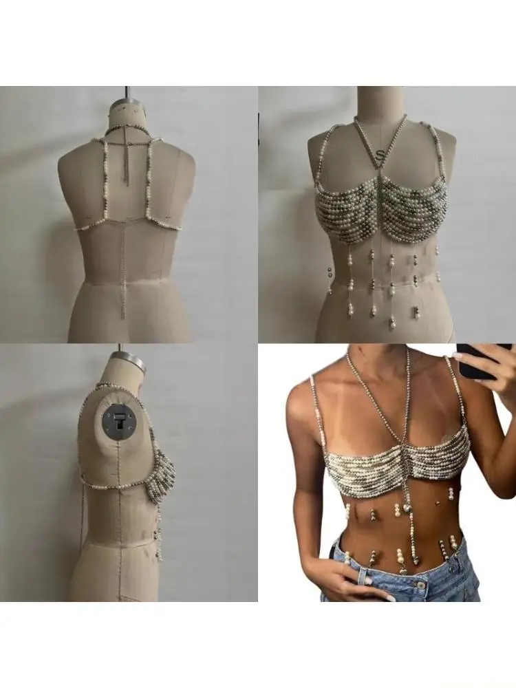 31BF Faux Pearl Tassels Crop Top for Women Halter Body Jewelry Chest Chain Bra
31BF Faux Pearl Tassels Crop Top for Women Halter Body Jewelry Chest Chain Bra