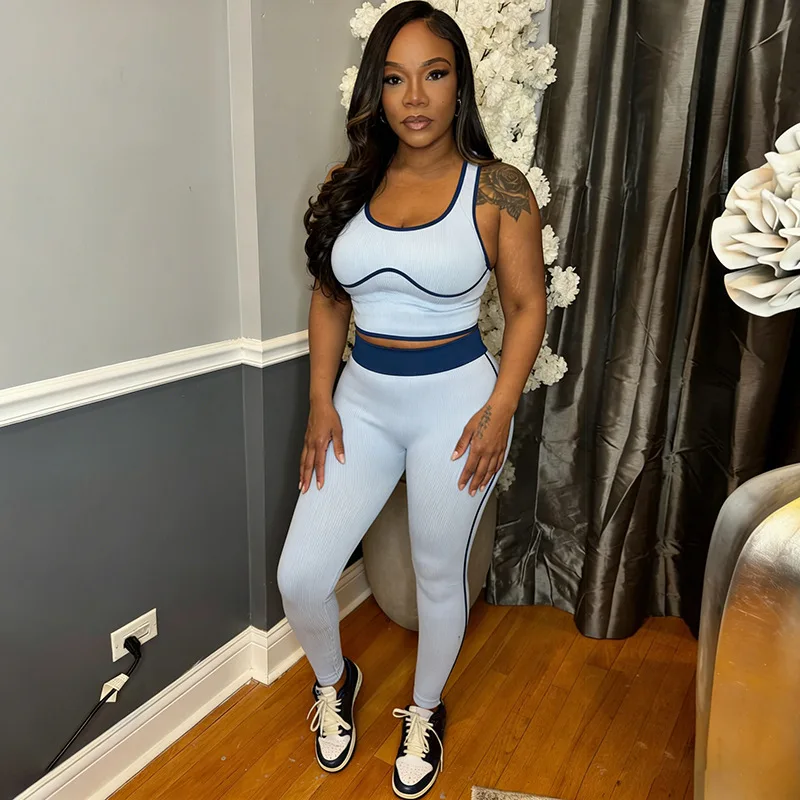 Ribbed Color Patchwork Fitness Workout 2 Piece Set Women Sexy Tanks Crop Tops + High Waist Skinny Pants Tracksuits Streetwear
Ribbed Color Patchwork Fitness Workout 2 Piece Set Women Sexy Tanks Crop Tops + High Waist Skinny Pants Tracksuits Streetwear