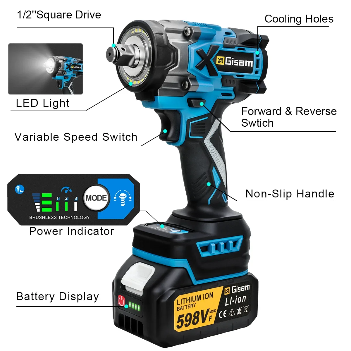 TXF【Reliable】 900N.M Torque Brushless Electric Impact Wrench 1/2 inch Cordless Wrench Screwdriver Power Tool for Makita 18V Ba
TXF【Reliable】 900N.M Torque Brushless Electric Impact Wrench 1/2 inch Cordless Wrench Screwdriver Power Tool for Makita 18V Ba