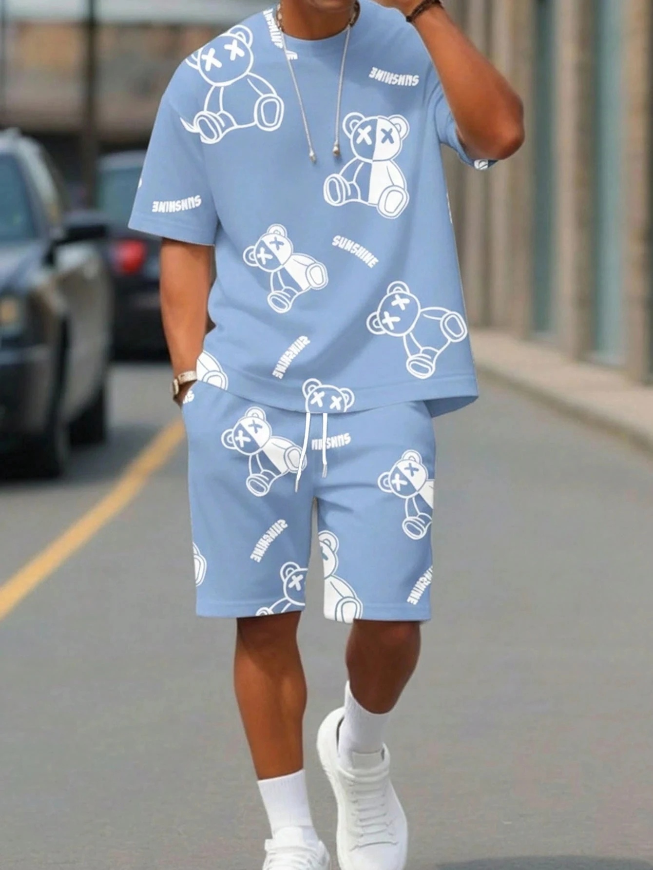 Stylish Bear-Print Men's Casual T-Shirt and Shorts Set Summer Quick-Dry Sports Short-Sleeve Top and Pocket Shorts 2-Piece Set
Stylish Bear-Print Men's Casual T-Shirt and Shorts Set Summer Quick-Dry Sports Short-Sleeve Top and Pocket Shorts 2-Piece Set