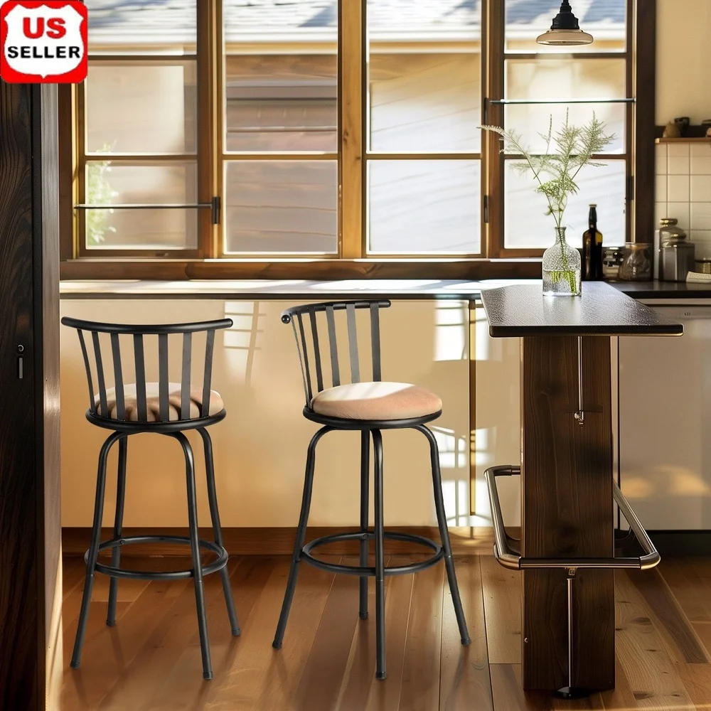 Adjustable Swivel Barstool Set of 2 Kitchen Counter Stool Metal Frame Comfortable Cushioned Seat 360 Degree Swivel Indoor Bistro
Adjustable Swivel Barstool Set of 2 Kitchen Counter Stool Metal Frame Comfortable Cushioned Seat 360 Degree Swivel Indoor Bistro
