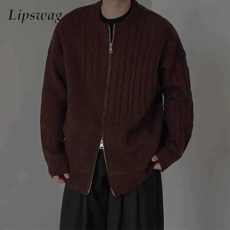 Knitting Cardigan Mens Sweater Fall Winter Casual Turn-down Collar Zip-up Knitted Jacket Coat Men Vintage Crew Neck Sweatercoats
Knitting Cardigan Mens Sweater Fall Winter Casual Turn-down Collar Zip-up Knitted Jacket Coat Men Vintage Crew Neck Sweatercoats