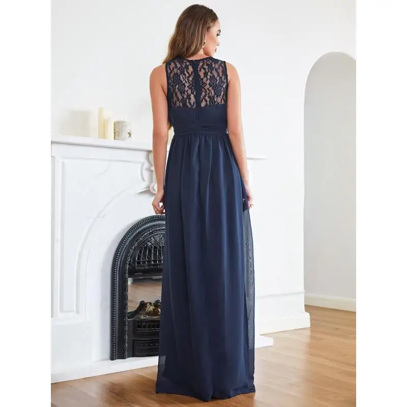 Lace See-through Back Prom Dresses Navy Blue Sleeveless Floral O-Neck Elegant Prom Gown Chiffon A-Line Floor-Length Dress 2026
Lace See-through Back Prom Dresses Navy Blue Sleeveless Floral O-Neck Elegant Prom Gown Chiffon A-Line Floor-Length Dress 2026