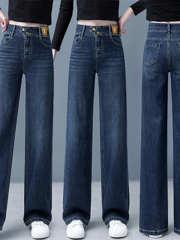 High Waist Wide Leg Jeans Women's Loose Straight Cut Spring Autumn New Style Cotton Stretch Denim Pants Thermal Control
High Waist Wide Leg Jeans Women's Loose Straight Cut Spring Autumn New Style Cotton Stretch Denim Pants Thermal Control