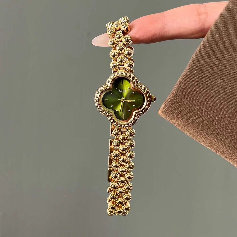 GEDI Stylish Women's Quartz Watch Vintage Four-Leaf Clover Bracelet Watch Niche Design Instagram Worthy Waterproof Women's Watch
GEDI Stylish Women's Quartz Watch Vintage Four-Leaf Clover Bracelet Watch Niche Design Instagram Worthy Waterproof Women's Watch