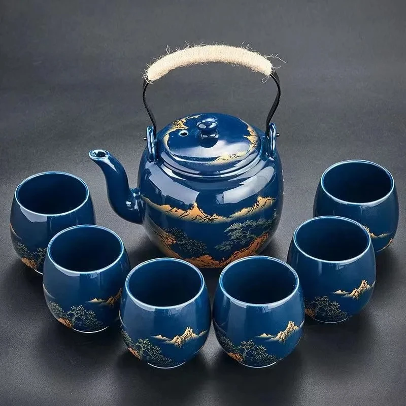 7-Piece Set Japanese Style Ceramic Tea Set Black Glazed Teapot With Tea Strainer Simple Teacup Home Office Gift Tea Service
7-Piece Set Japanese Style Ceramic Tea Set Black Glazed Teapot With Tea Strainer Simple Teacup Home Office Gift Tea Service