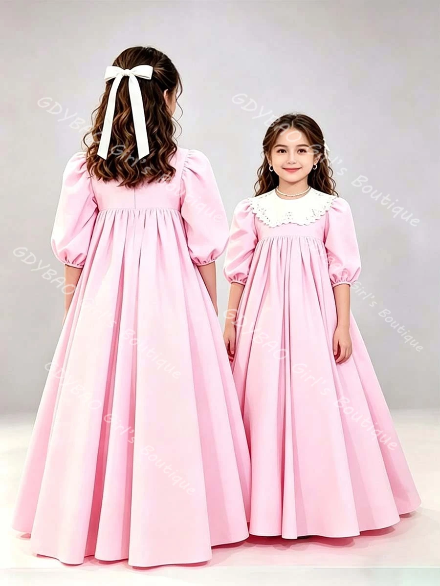 Pink Flower Girl Dress for Wedding Kids High Waist Balloon Sleeve Holy Communion Dress Lace Shawl Customized Birthday Party Gown
Pink Flower Girl Dress for Wedding Kids High Waist Balloon Sleeve Holy Communion Dress Lace Shawl Customized Birthday Party Gown