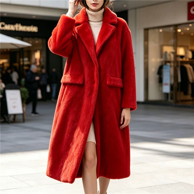 Heavy Thick Ladies Women Fall Winter Red Hairy Mink Cashmere Knitted Long Sleeves Suit Collar Loose Long Sweater Cardigan Mantle
Heavy Thick Ladies Women Fall Winter Red Hairy Mink Cashmere Knitted Long Sleeves Suit Collar Loose Long Sweater Cardigan Mantle