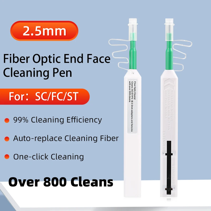 BYXGD Fiber Optic Cleaner Pen for SC/FC/ST, 180° Rotatable, One-Click Cleaning, Over 800 Cleans, 2.5mm Male & Female Connectors
BYXGD Fiber Optic Cleaner Pen for SC/FC/ST, 180° Rotatable, One-Click Cleaning, Over 800 Cleans, 2.5mm Male & Female Connectors