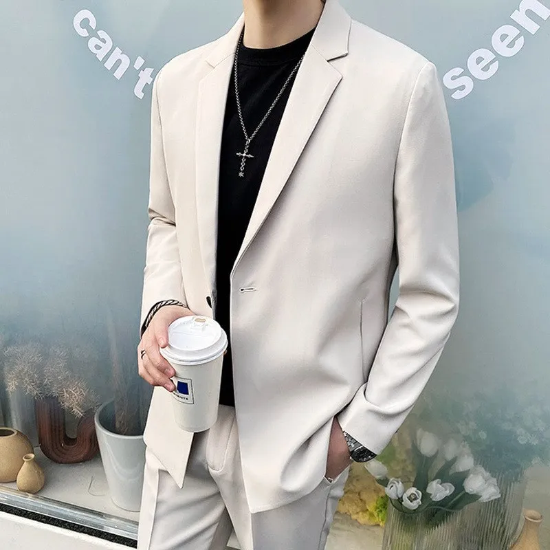 Мужской повседневный свободный костюм-двойка цвета хаки в корейском стиле, модный, весенне-осенний, утепленный, с длинным пальто (7/8 рукав)
Мужской повседневный свободный костюм-двойка цвета хаки в корейском стиле, модный, весенне-осенний, утепленный, с длинным пальто (7/8 рукав)