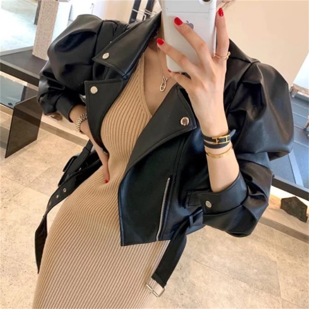 Motorcycle short leather jacket women's 2023 autumn and winter new fashion temperament bubble sleeve pu leather jacket top
Motorcycle short leather jacket women's 2023 autumn and winter new fashion temperament bubble sleeve pu leather jacket top