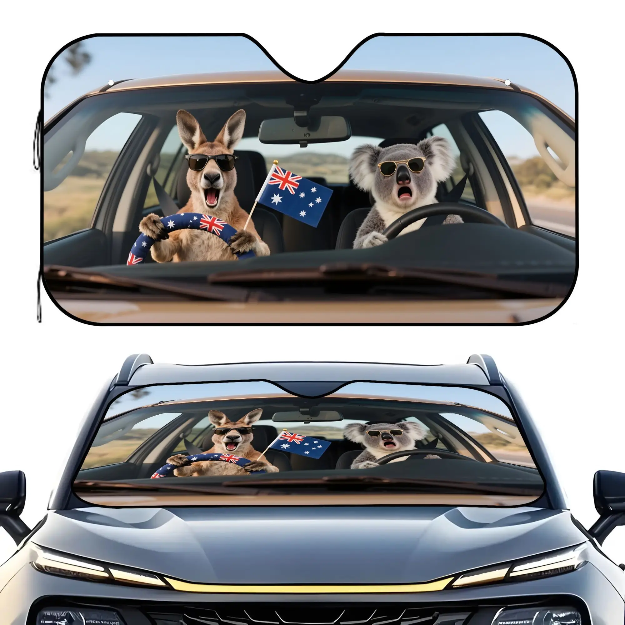 1pc of Kangaroo koala road trip car windshield sunshade, durable, heat-insulating, UV resistant, stylish car interior
1pc of Kangaroo koala road trip car windshield sunshade, durable, heat-insulating, UV resistant, stylish car interior