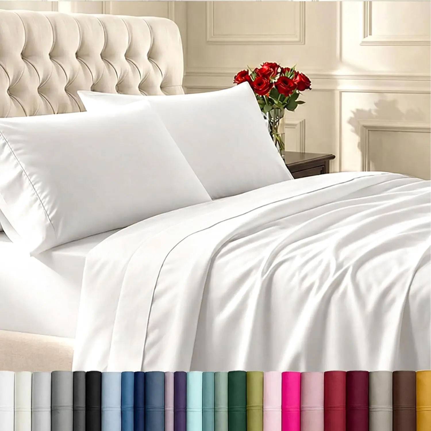 Комплект постельного белья Queen Size из хлопка - сатин 400 нитей, глубокие карманы с резинкой для надежной фиксации, прочное белое постельное белье
Комплект постельного белья Queen Size из хлопка - сатин 400 нитей, глубокие карманы с резинкой для надежной фиксации, прочное белое постельное белье