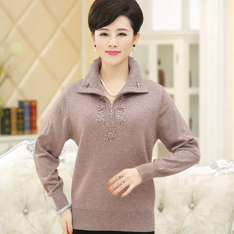 4XL Middle-aged Women Wool Sweater Coat Autumn Winter Loose Stretch Zipper Female Sweaters Casual Pullovers Tops W436
4XL Middle-aged Women Wool Sweater Coat Autumn Winter Loose Stretch Zipper Female Sweaters Casual Pullovers Tops W436