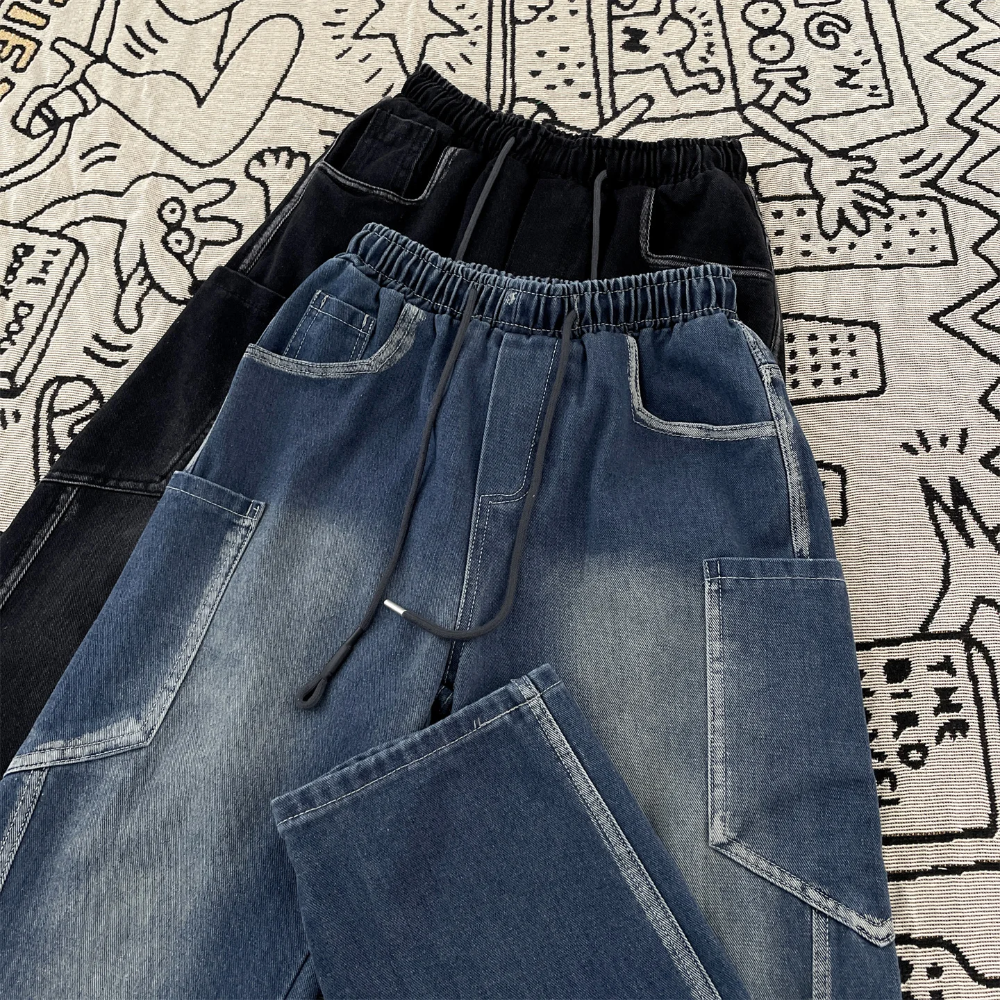American Waed Deconstructed Workwear Casual Pants Men's Patchwork Design Wide Leg Straight Cut Knife Jeans Youth Faion
American Waed Deconstructed Workwear Casual Pants Men's Patchwork Design Wide Leg Straight Cut Knife Jeans Youth Faion