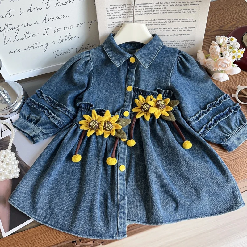 Girl's denim dress2025Spring and Autumn Sunflower Denim Jacket New Style Children's Fashionable Top Wholesale
Girl's denim dress2025Spring and Autumn Sunflower Denim Jacket New Style Children's Fashionable Top Wholesale