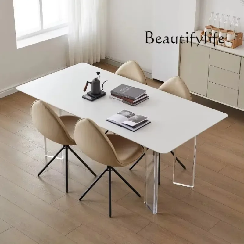 Delifeng acrylic suspended pure white rock slab dining table island integrated Italian simple household small apartment
Delifeng acrylic suspended pure white rock slab dining table island integrated Italian simple household small apartment