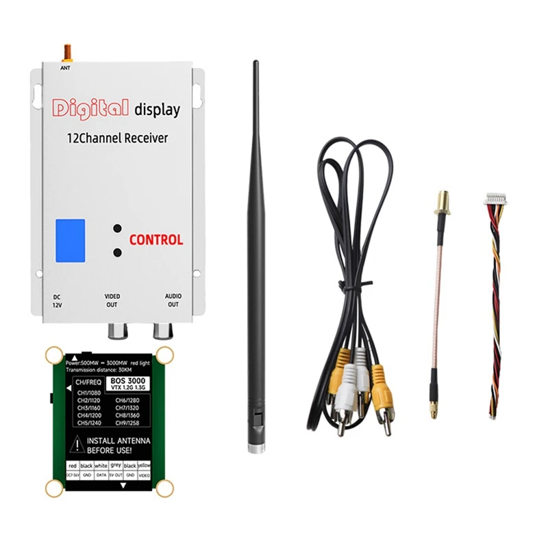 1.2G 1.3G 3W VTX+1.2G FPV VRX 3000Mw 9-Channel High Power FPV Video Transmitter PAL/NTSC For FPV Long Range RC Drone
1.2G 1.3G 3W VTX+1.2G FPV VRX 3000Mw 9-Channel High Power FPV Video Transmitter PAL/NTSC For FPV Long Range RC Drone