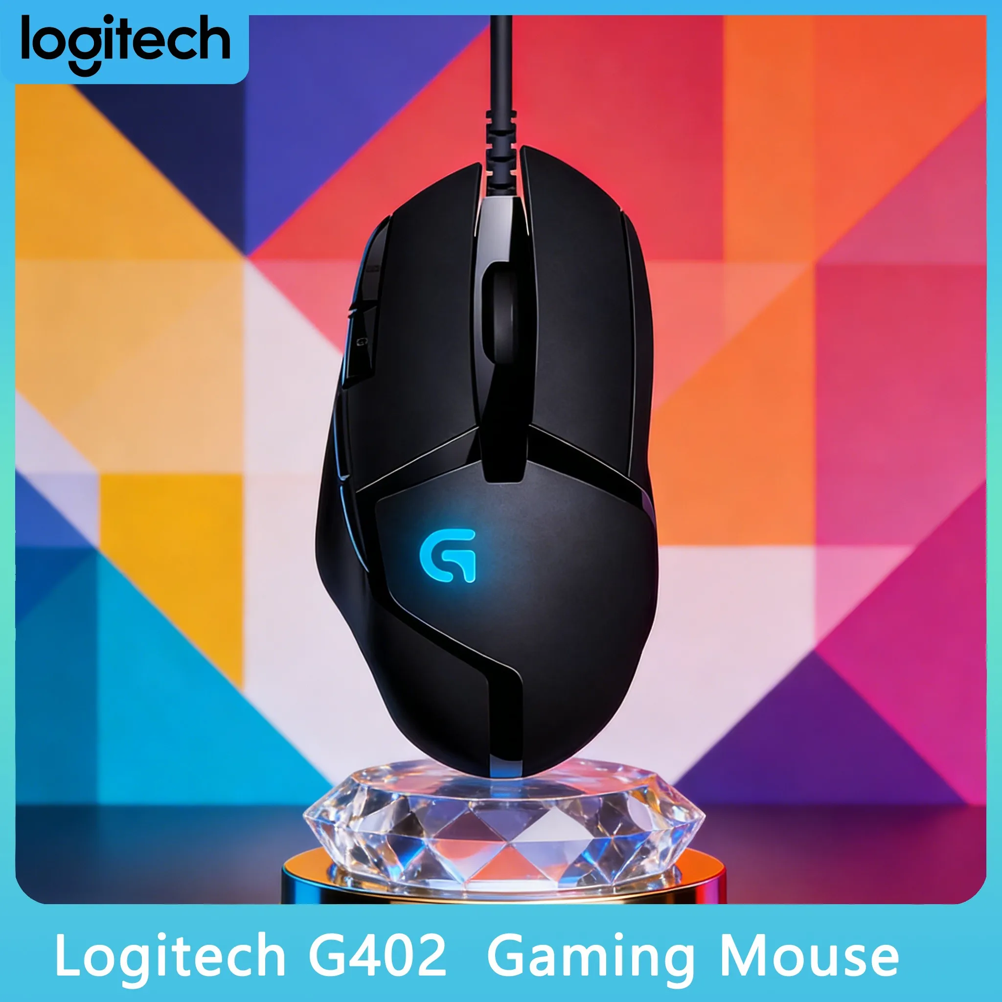 Logitech G402 Hyperion Fury Gaming Mouse 8 Custom Buttons Ergonomic Design