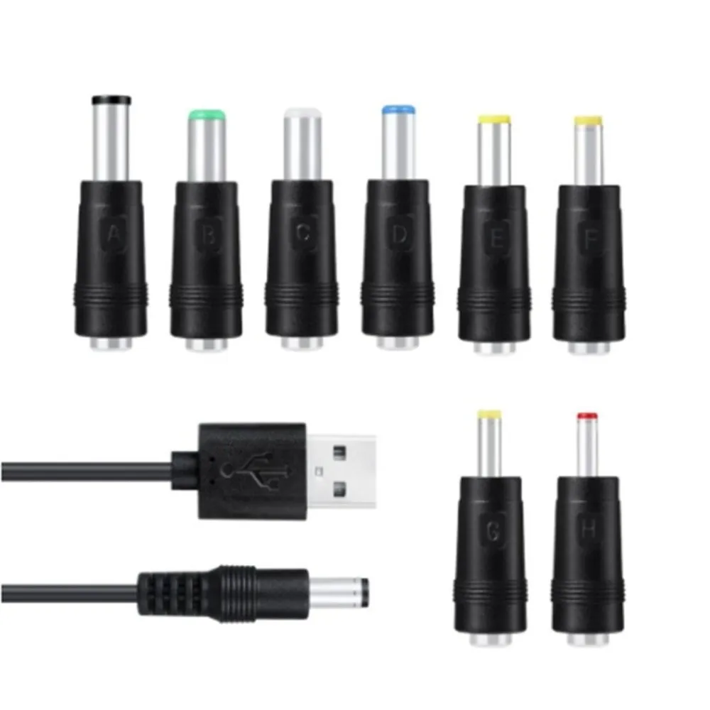 5.5 * 2.1mm Jack Universal Power Cable DC Connector 8 Tips 5V Charging Cord 5V Output USB To DC Cable Electronic Devices
5.5 * 2.1mm Jack Universal Power Cable DC Connector 8 Tips 5V Charging Cord 5V Output USB To DC Cable Electronic Devices