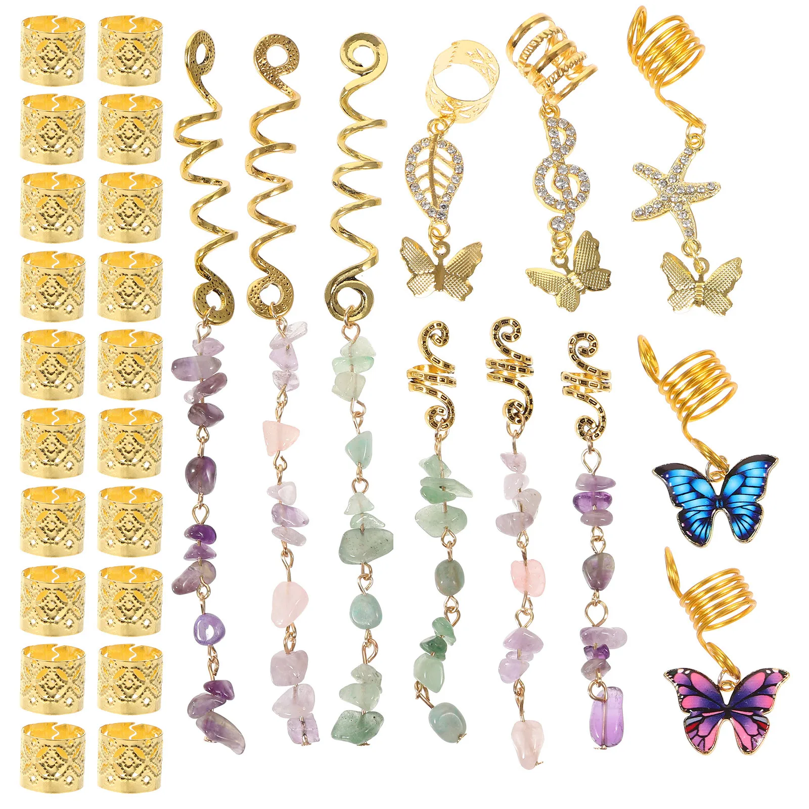 31Pcs Hair Beads for Braids Dreadlock Jewelry Set Women Braid Charms Cuffs Pendants Stone Rings Accessories Kit
31Pcs Hair Beads for Braids Dreadlock Jewelry Set Women Braid Charms Cuffs Pendants Stone Rings Accessories Kit