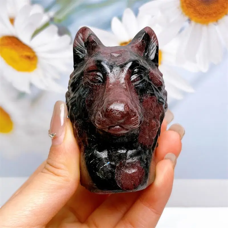 Natural Garnet Wolf Head Carving Ornament For Healing Fengshui Jewelry Making Home Decoration Gift 1PCS
Natural Garnet Wolf Head Carving Ornament For Healing Fengshui Jewelry Making Home Decoration Gift 1PCS