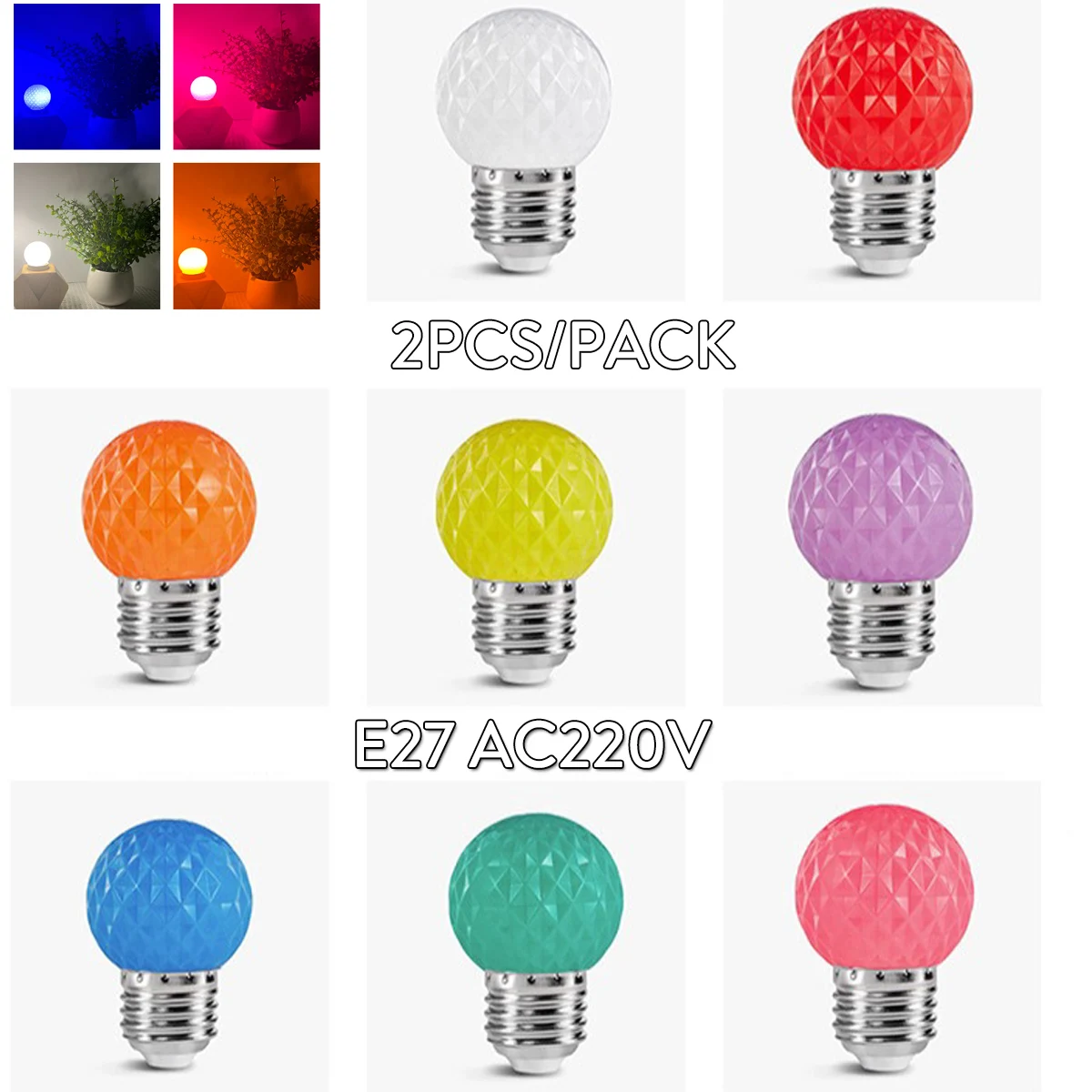 2x 2w E27 Led Bulb 220v 240v Multicolored Pineapple Shape Globe Lights 8/colors G45 Light Bulbs Red Blue Green Pink Yellow White
2x 2w E27 Led Bulb 220v 240v Multicolored Pineapple Shape Globe Lights 8/colors G45 Light Bulbs Red Blue Green Pink Yellow White