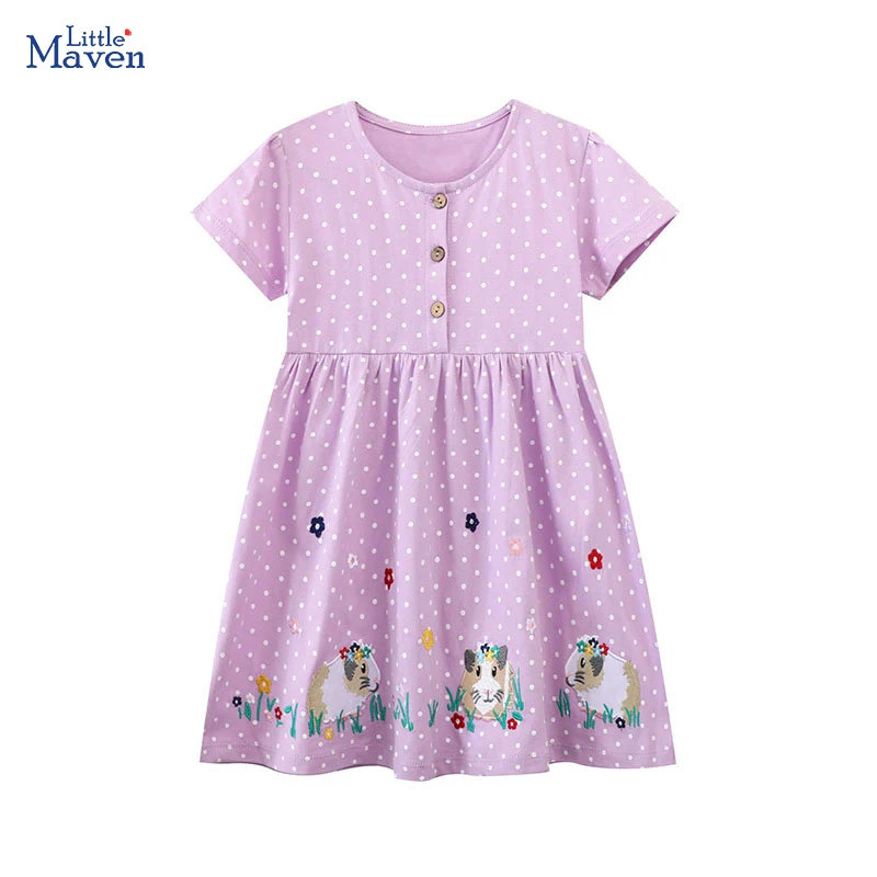 Детское Хлопковое платье с животными Little Maven, фиолетовое летнее платье для девочек, 2024
Детское Хлопковое платье с животными Little Maven, фиолетовое летнее платье для девочек, 2024