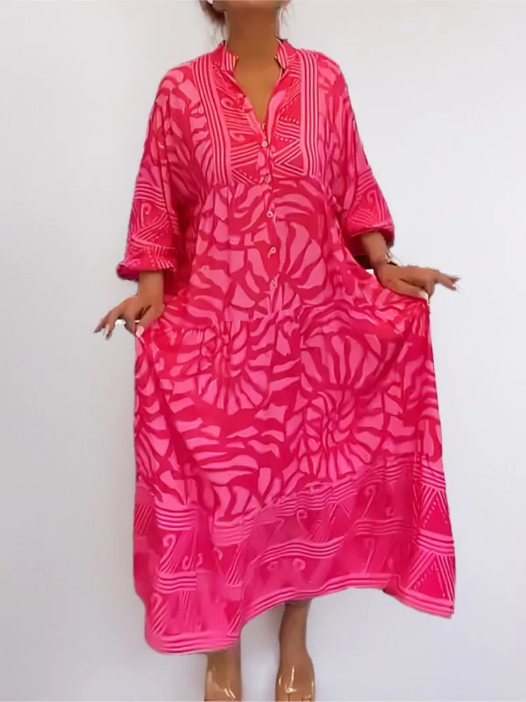 Casual Printed Dresses For Women 2025 Sping Summer Boho V Neck Loose A Line Dress Elegant Beach Party Dress Robe Femme Vestidos
Casual Printed Dresses For Women 2025 Sping Summer Boho V Neck Loose A Line Dress Elegant Beach Party Dress Robe Femme Vestidos