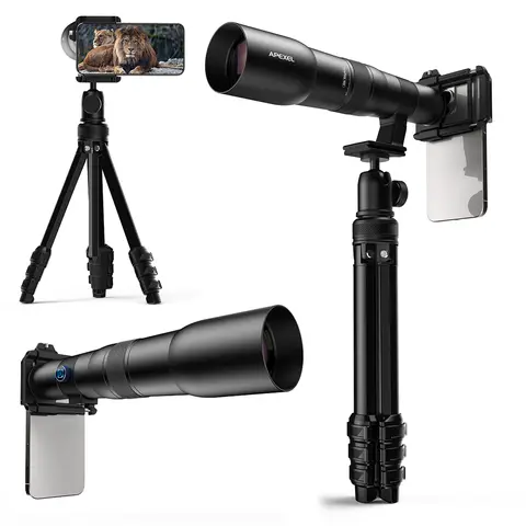 APEXEL T50 HD Telephoto Telescope Phone Lens Monoculars 50X Zoom Kit Cell Phone Monocular Telescope with Triangle Bracket