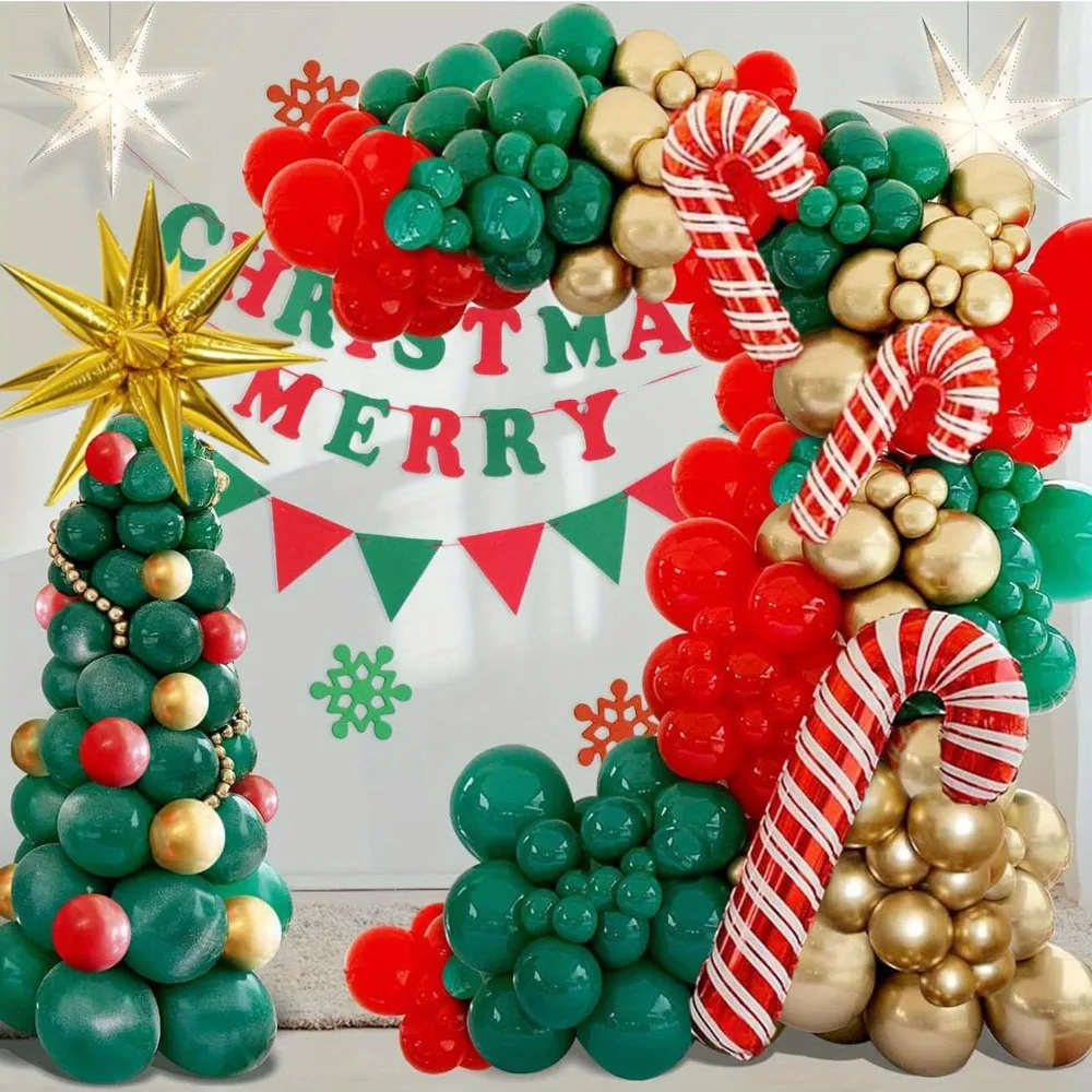 Christmas Balloons Garland Set 145pcs Gold Balloons Candy Cane Drops and Exploding Stars Suitable for Holiday Party Decorations
Christmas Balloons Garland Set 145pcs Gold Balloons Candy Cane Drops and Exploding Stars Suitable for Holiday Party Decorations