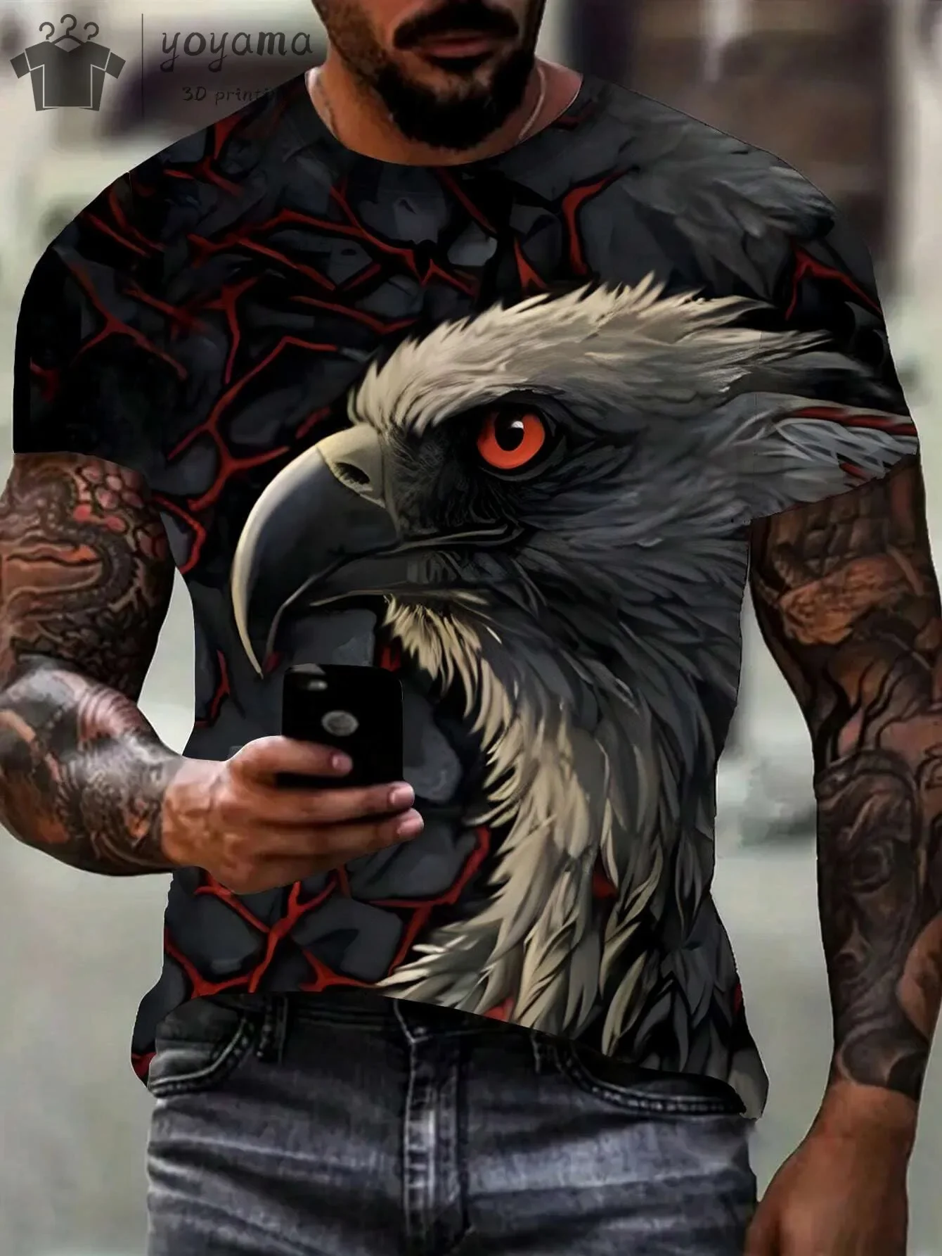 Men's retro animal eagle 3D printed casual short sleeved T-shirt fashionable street wear round neck oversized T-shirt
Men's retro animal eagle 3D printed casual short sleeved T-shirt fashionable street wear round neck oversized T-shirt