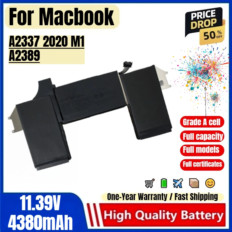 For Macbook Air 13-inch A2337 2020 M1 A2389 Laptop Battery 0 Cycle High Quality High Capacity Replacement Bateria Grade A Cell
For Macbook Air 13-inch A2337 2020 M1 A2389 Laptop Battery 0 Cycle High Quality High Capacity Replacement Bateria Grade A Cell