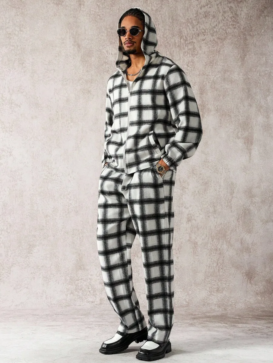 Mens Plaid Zip-Up Hooded Tracksuit Set Casual Sweatshirt And Pants
Mens Plaid Zip-Up Hooded Tracksuit Set Casual Sweatshirt And Pants