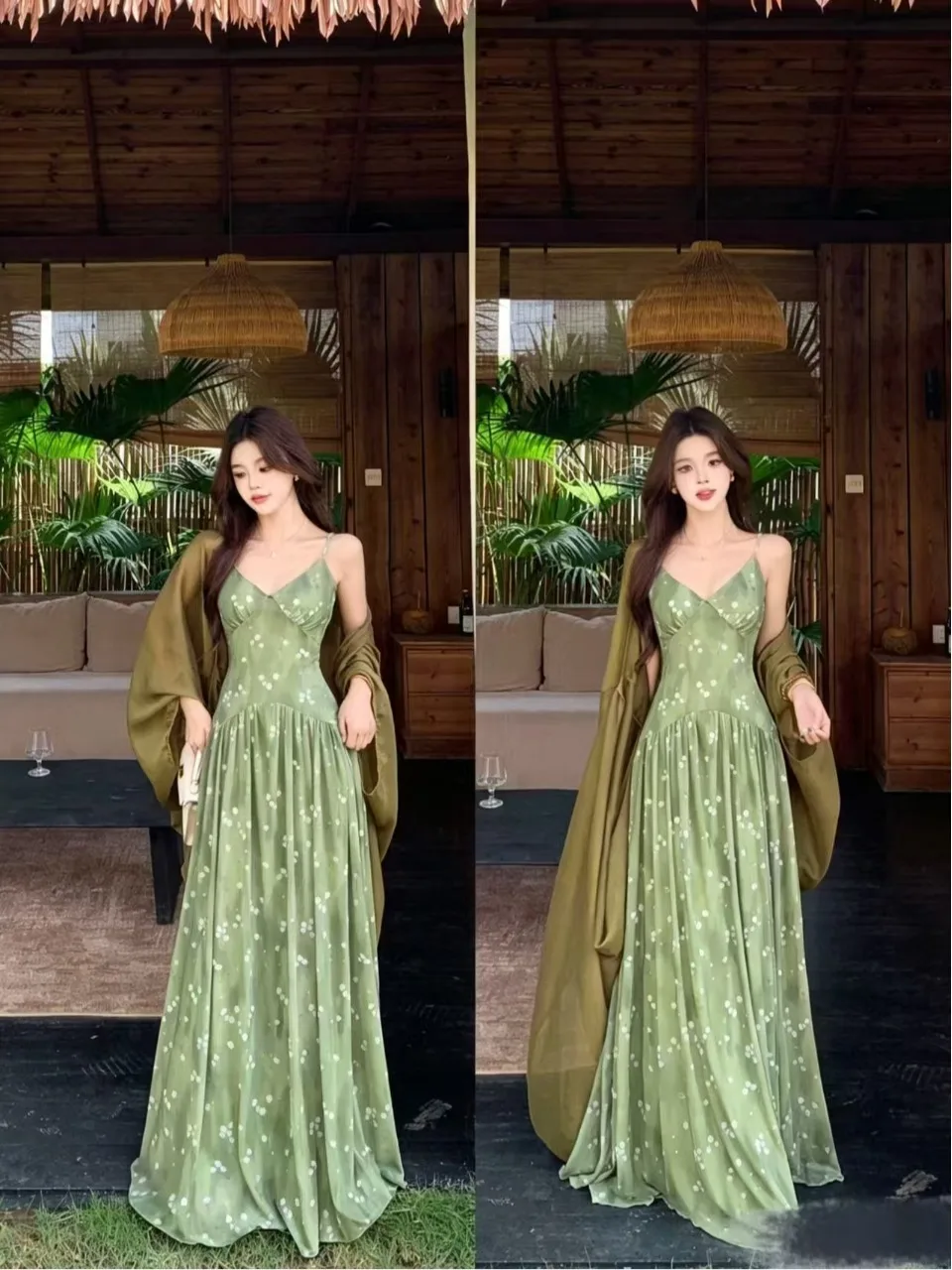 plus Size Green Floral Print Maxi Dress with Sun Protection Cardigan Casual Commute Style Korean Loose Fit V-Neck Short Sleeve
plus Size Green Floral Print Maxi Dress with Sun Protection Cardigan Casual Commute Style Korean Loose Fit V-Neck Short Sleeve