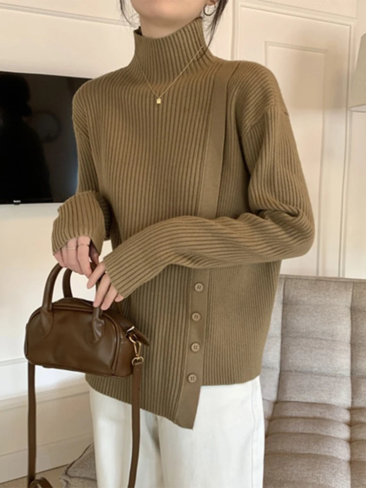 Sweater Women Long Sleeve Turtleneck Irregular Clothes Knitted Pullovers Slit Cut Fall Winter 2023 Loose Korean Casual New
Sweater Women Long Sleeve Turtleneck Irregular Clothes Knitted Pullovers Slit Cut Fall Winter 2023 Loose Korean Casual New
