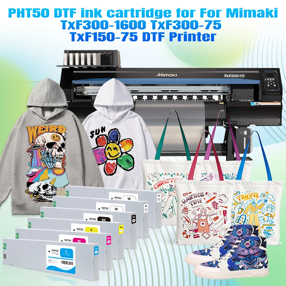 PHT50 Compatible ink cartridge for Mimaki TXF150-75 TXF300-75 TXF-150-75 TXF300-75 Printer With DTF Ink and chip
PHT50 Compatible ink cartridge for Mimaki TXF150-75 TXF300-75 TXF-150-75 TXF300-75 Printer With DTF Ink and chip