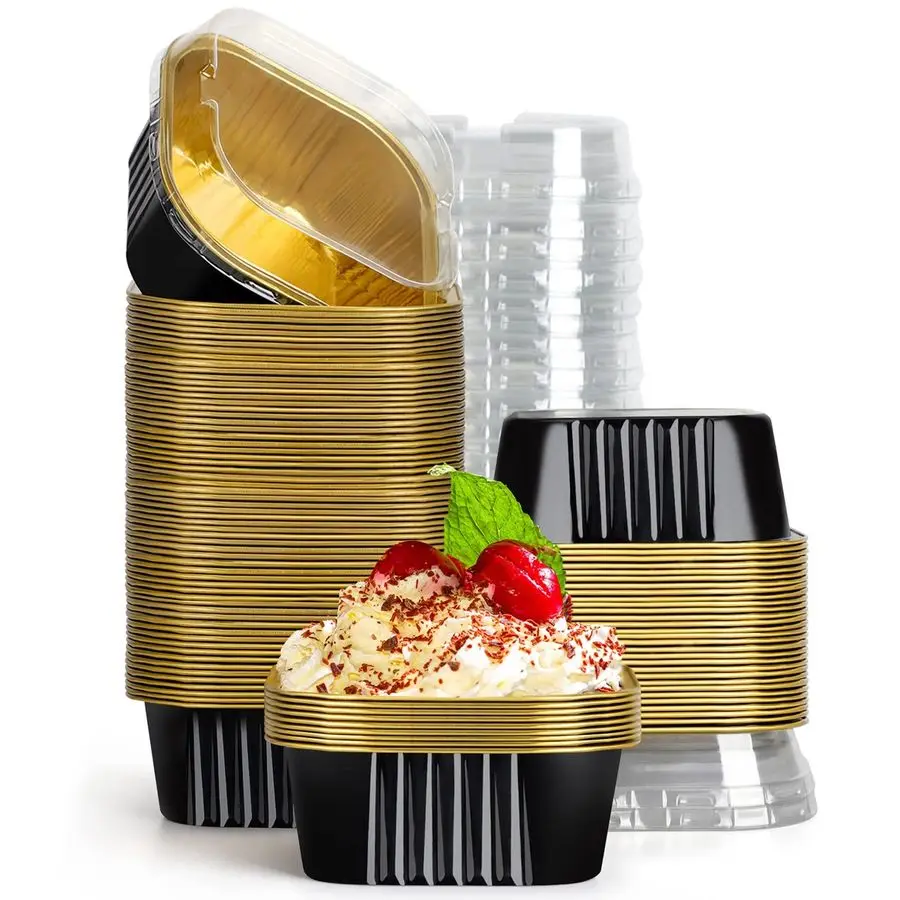Disposable Ramekins with Lids, 10oz 100pcs Black Gold Aluminum Foil Baking Cups Tins Liners for Pie Quiche Souffle Creme Brulee,
Disposable Ramekins with Lids, 10oz 100pcs Black Gold Aluminum Foil Baking Cups Tins Liners for Pie Quiche Souffle Creme Brulee,