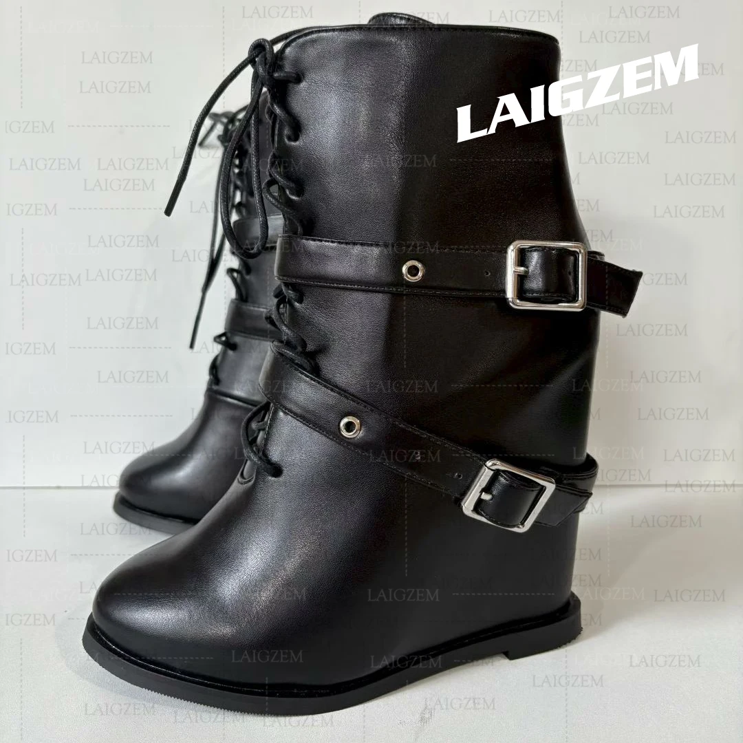 LAIGZEM Women Ankle Boots Wedges Round Toe Side Zip High Heels Short Booties Handmade Ladies Shoes Woman Big Size 38 43 45 48 52
LAIGZEM Women Ankle Boots Wedges Round Toe Side Zip High Heels Short Booties Handmade Ladies Shoes Woman Big Size 38 43 45 48 52