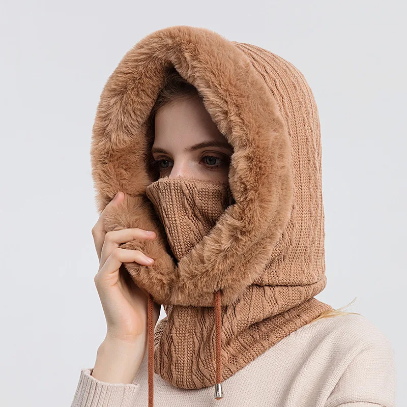 Womens Winter Beanie Hat Fleece Lined Faux Fur Pom Pom Knitted Warm Thickened Woolen Cap With Warm Face Mask And Neck Scarf
Womens Winter Beanie Hat Fleece Lined Faux Fur Pom Pom Knitted Warm Thickened Woolen Cap With Warm Face Mask And Neck Scarf