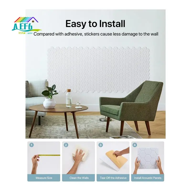 AEF6-12 Pack Soundproof Wall Panels Self Adhesive Acoustic Wall Panels For Wall,Studio, Home And Office
AEF6-12 Pack Soundproof Wall Panels Self Adhesive Acoustic Wall Panels For Wall,Studio, Home And Office
