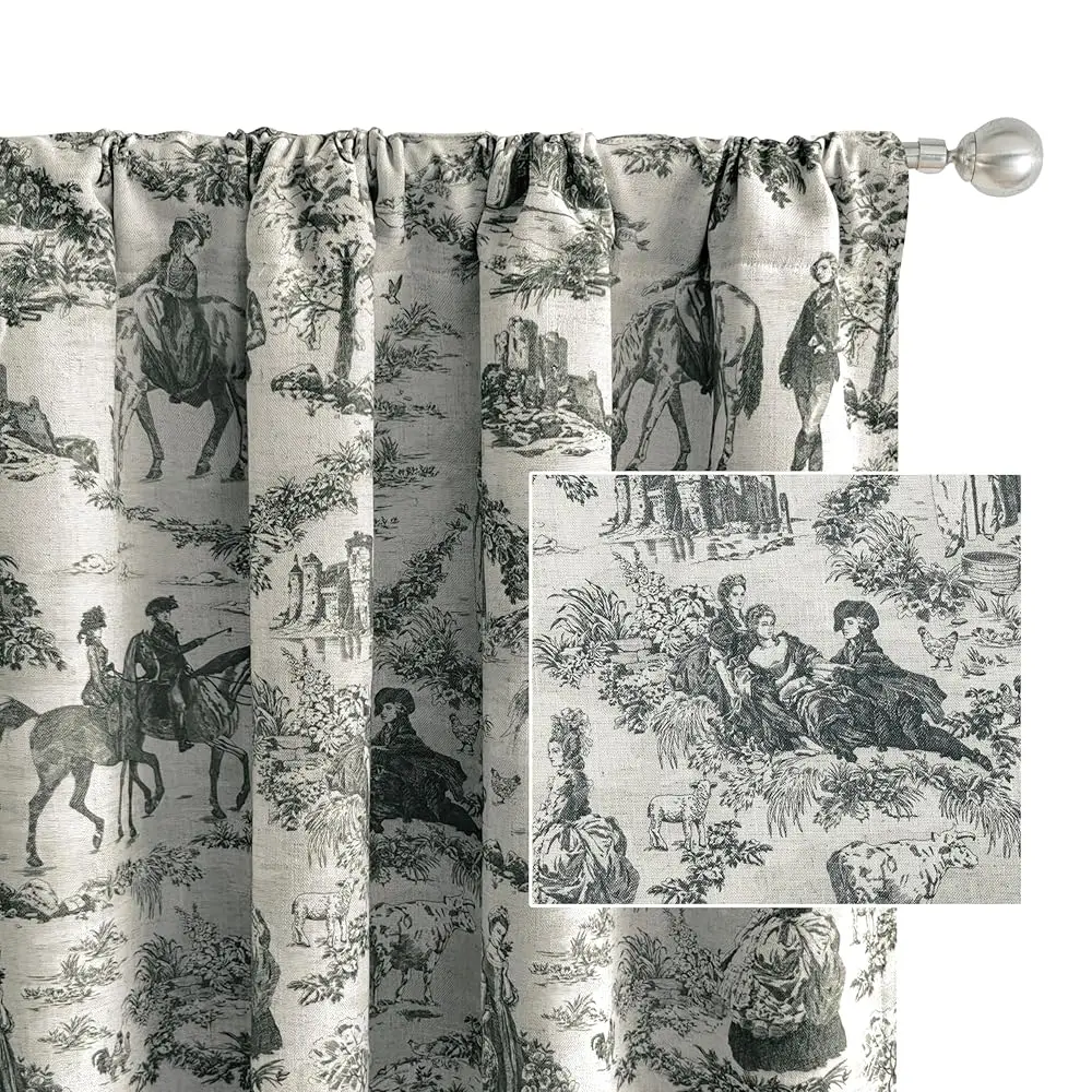 100% Blackout Toile Linen Curtains for Bedroom Double Layer Farmhouse French Country Vintage Printed Pattern Thermal Sound L
100% Blackout Toile Linen Curtains for Bedroom Double Layer Farmhouse French Country Vintage Printed Pattern Thermal Sound L