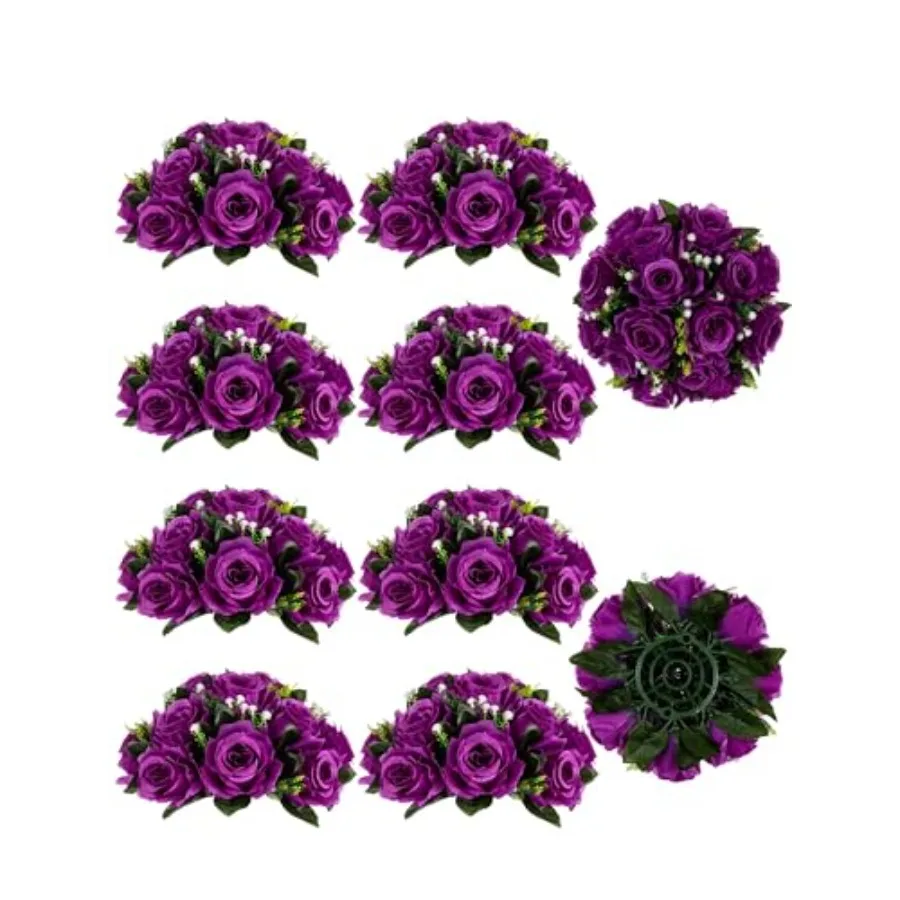 Flower Balls Wedding Rose Centerpieces 10 Pcs Purple Fake Flowers with Base Kissing Balls Decor Artificial Floral Arrangements
Flower Balls Wedding Rose Centerpieces 10 Pcs Purple Fake Flowers with Base Kissing Balls Decor Artificial Floral Arrangements